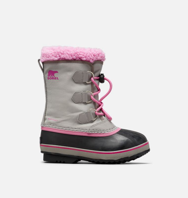 Kids Snow Boots Grey/Black/Pink - Sorel Youth Yoot Pac™ Nylon - 096587-WPH